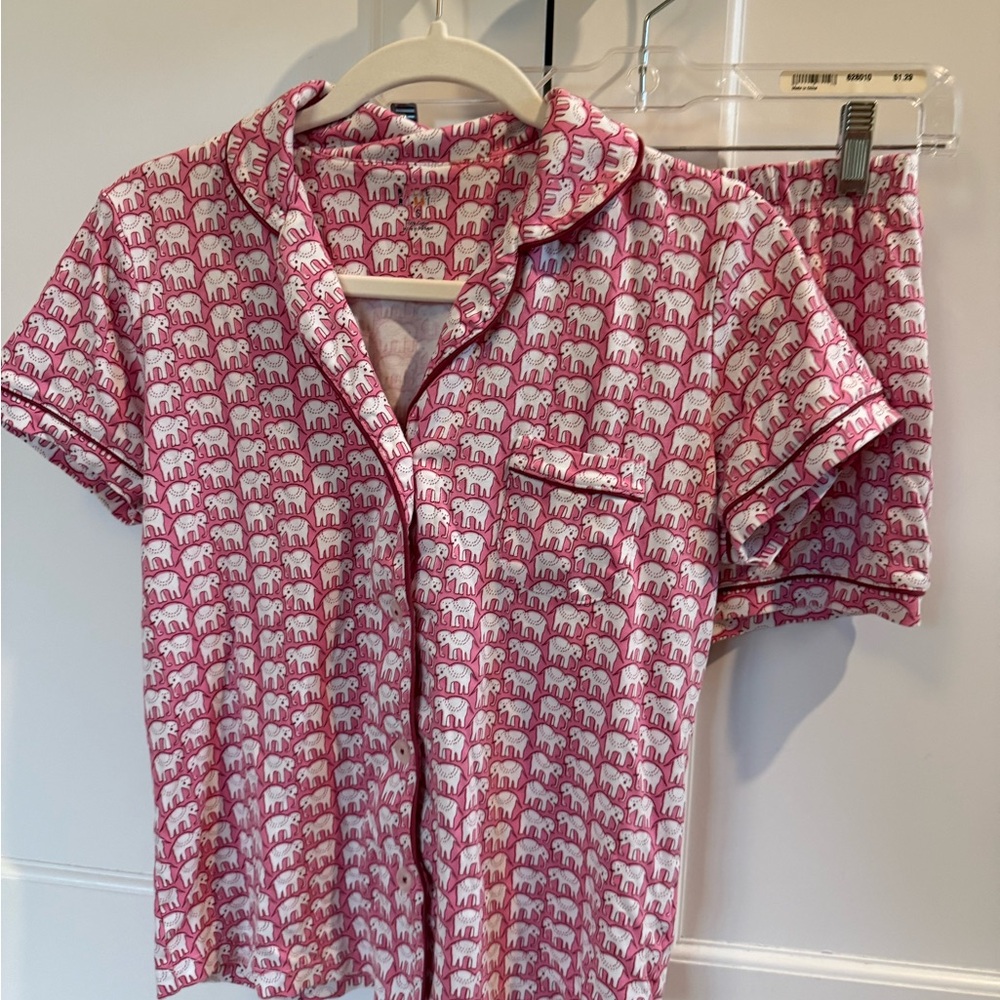 Roller Rabbit Pink Elephant Print Pajama Set